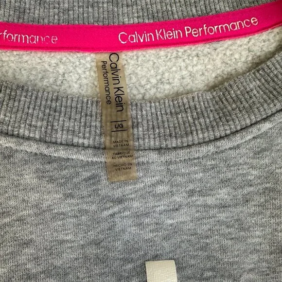 Calvin Klein Performance Logo Relaxed Cropped Sweatshirt Pearl Gray Large - Picture 3 of 7